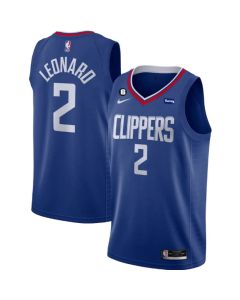 Men's Los Angeles Clippers #2 Kawhi Leonard Blue With NO.6 Patch Stitched Jersey