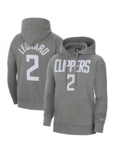 Men's Los Angeles Clippers #2 Kawhi Leonard Grey 2020/21 Earned Edition Name & Number Essential Pullover Hoodie