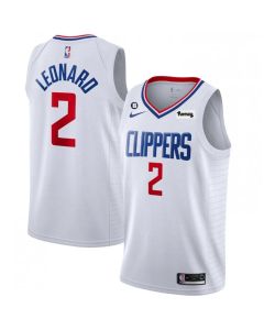 Men's Los Angeles Clippers #2 Kawhi Leonard White With NO.6 Patch Stitched Jersey