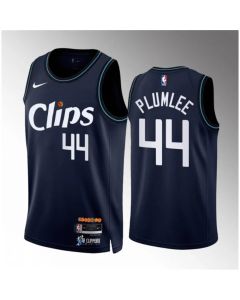 Men's Los Angeles Clippers #44 Mason Plumlee Navy 2023/24 City Edition Stitched Jersey