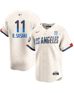 Men's Los Angeles Dodgers #11 Roki Sasaki Cream 2024 City Connect Limited Player Jersey (Cream)