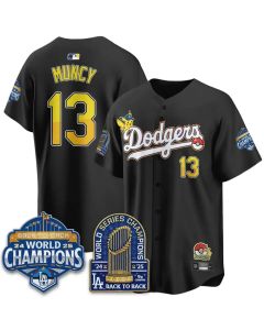 Men's Los Angeles Dodgers #13 Max Muncy Black LAD x PKM 2026 Baseball Jersey (Black)