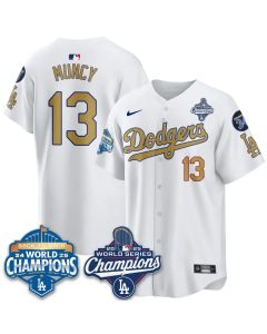 Men's Los Angeles Dodgers #13 Max Muncy White 2025 World Series Champions Jersey (Style 3)