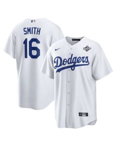 Men's Los Angeles Dodgers #16 Will Smith White 2025 World Series Home Replica Player Jersey (White)