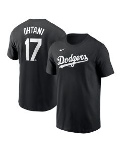 Men's Los Angeles Dodgers #17 Shohei Ohtani Black 2024 Fuse Name & Number T-Shirt (2024)
