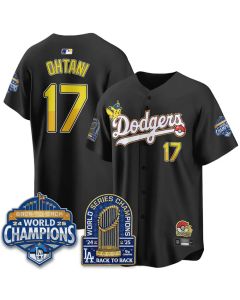 Men's Los Angeles Dodgers #17 Shohei Ohtani Black LAD x PKM 2026 Baseball Jersey (Black)