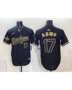 Men's Los Angeles Dodgers #17 Shohei Ohtani Black Stitched Baseball Jersey (Style 6)
