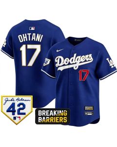 Men's Los Angeles Dodgers #17 Shohei Ohtani Royal Cool Base Stitched Baseball Jersey (Royal)