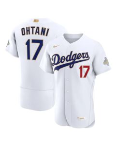 Men's Los Angeles Dodgers #17 Shohei Ohtani Nike White 2026 Gold Collection Authentic Jersey (White Gold)
