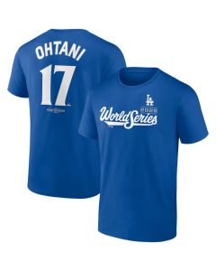 Men's Los Angeles Dodgers #17 Shohei Ohtani Profile Royal 2025 World Series Big & Tall Name & Number T-Shirt (Royal)