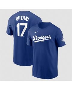 Men's Los Angeles Dodgers #17 Shohei Ohtani Royal 2025 World Series Champions Name & Number T-Shirt (Royal)