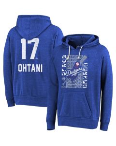 Men's Los Angeles Dodgers #17 Shohei Ohtani Royal 2025 World Series Champions Name & Number Tri-Blend Hoodie (Royal)