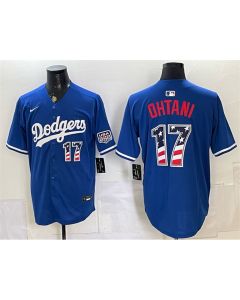 Men's Los Angeles Dodgers #17 Shohei Ohtani Royal 250 Fourth of July Stitched Baseball Jersey (Royal)