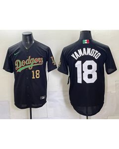 Men's Los Angeles Dodgers #18 Yoshinobu Yamamoto Black Mexico Jersey (Style 8)