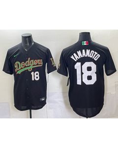 Men's Los Angeles Dodgers #18 Yoshinobu Yamamoto Black Mexico Jersey (Style 9)