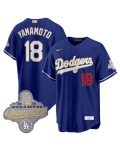 Men's Los Angeles Dodgers #18 Yoshinobu Yamamoto Royal 2026 Alternate Gold Collection Stadium Jersey (Alternate)