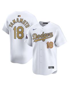 Men's Los Angeles Dodgers #18 Yoshinobu Yamamoto White 2025 Gold Collection Limited Jersey (White Gold)
