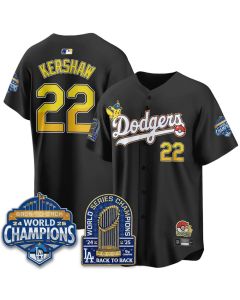 Men's Los Angeles Dodgers #22 Clayton Kershaw Black LAD x PKM 2026 Baseball Jersey (Black)