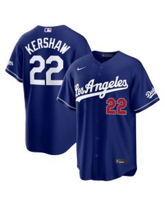 Men's Los Angeles Dodgers #22 Clayton Kershaw Royal Alternate Stadium Jersey (Royal)