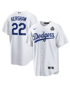 Men's Los Angeles Dodgers #22 Clayton Kershaw White 2024 World Series Home Replica Player Jersey (White)