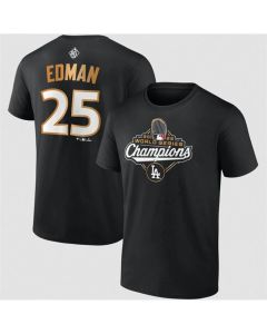Men's Los Angeles Dodgers #25 Tommy Edman Black 2025 World Series Champions Name & Number T-Shirt (Black)