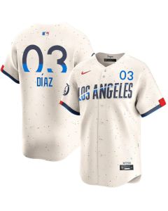 Men's Los Angeles Dodgers #3 Edwin Diaz Cream 2024 City Connect Limited Player Jersey (Cream)