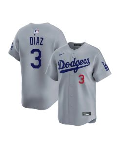 Men's Los Angeles Dodgers #3 Edwin Diaz Nike Gray Home Replica Jersey (Gray)