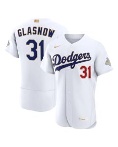 Men's Los Angeles Dodgers #31 Tyler Glasnow White 2026 Gold Collection Authentic Jersey (White Gold)