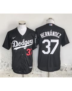Men's Los Angeles Dodgers #37 Teoscar Hernandez Black Cool Base Stitched Baseball Jersey (Black)