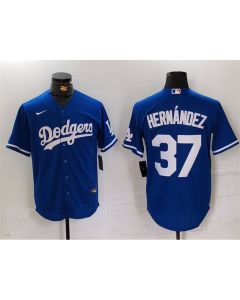 Men's Los Angeles Dodgers #37 Teoscar Hernandez Blue Cool Base Stitched Baseball Jersey (Style 3)