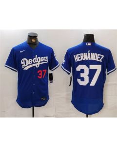 Men's Los Angeles Dodgers #37 Teoscar Hernandez Blue Flex Base Stitched Baseball Jersey (Blue)