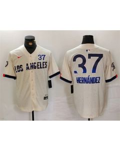 Men's Los Angeles Dodgers #37 Teoscar Hernandez Cream 2024 City Connect Limited Stitched Baseball Jersey (Cream)