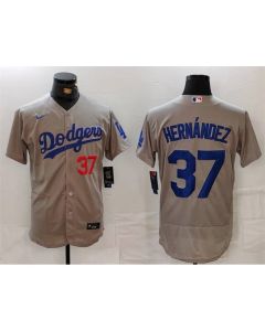 Men's Los Angeles Dodgers #37 Teoscar Hernandez Grey Flex Base Stitched Baseball Jersey (Style 2)