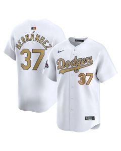 Men's Los Angeles Dodgers #37 Teoscar Hernandez White 2025 Gold Collection Limited Jersey (White Gold)