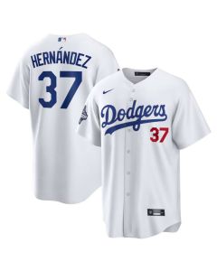 Men's Los Angeles Dodgers #37 Teoscar Hernandez White 2025 World Series Champions Home Limited Jersey (White)