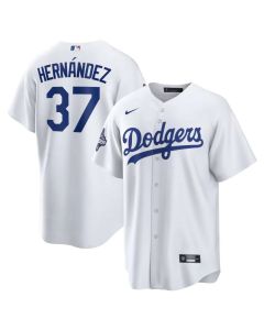 Men's Los Angeles Dodgers #37 Teoscar Hernandez White 2025 World Series Champions Home Replica Jersey (White)
