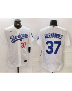Men's Los Angeles Dodgers #37 Teoscar Hernandez White Flex Base Stitched Baseball Jersey (White)
