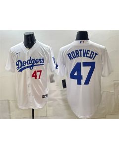 Men's Los Angeles Dodgers #47 Ben Rortvedt White Home Cool Base Jersey (White)