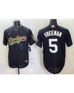 Men's Los Angeles Dodgers #5 Freddie Freeman Black Mexico Jersey (Style 6)