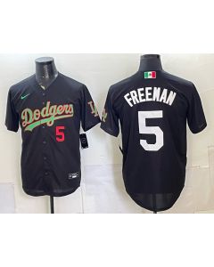 Men's Los Angeles Dodgers #5 Freddie Freeman Black Mexico Jersey (Style 7)