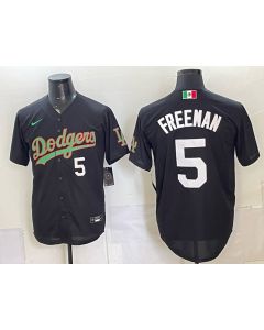 Men's Los Angeles Dodgers #5 Freddie Freeman Black Mexico Jersey (Style 9)