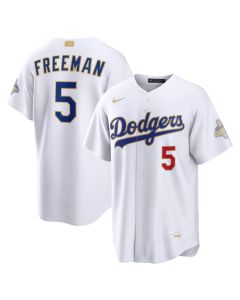 Men's Los Angeles Dodgers #5 Freddie Freeman White 2026 Gold Collection Stadium Jersey (White Gold)