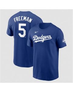 Men's Los Angeles Dodgers #5 Freddie Freeman Royal 2025 World Series Champions Name & Number T-Shirt (Royal)