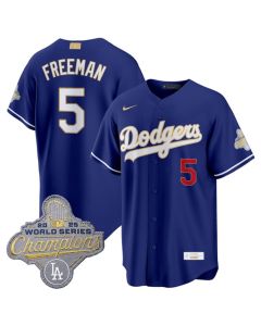 Men's Los Angeles Dodgers #5 Freddie Freeman Royal 2026 Alternate Gold Collection Stadium Jersey (Alternate)