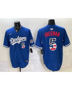Men's Los Angeles Dodgers #5 Freddie Freeman Royal 250 Fourth of July Stitched Baseball Jersey (Royal)