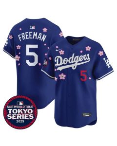 Men's Los Angeles Dodgers #5 Freddie Freeman Royal Tokyo 2025 Cool Base Stitched Baseball Jersey (Royal)
