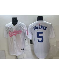 Men's Los Angeles Dodgers #5 Freddie Freeman White Cool Base Stitched Baseball Jersey (Style 5)