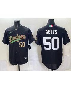 Men's Los Angeles Dodgers #50 Mookie Betts Black Mexico Jersey (Style 7)