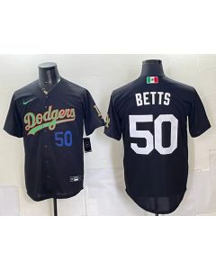 Men's Los Angeles Dodgers #50 Mookie Betts Black Mexico Jersey (Style 8)