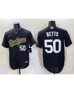 Men's Los Angeles Dodgers #50 Mookie Betts Black Mexico Jersey (Style 9)